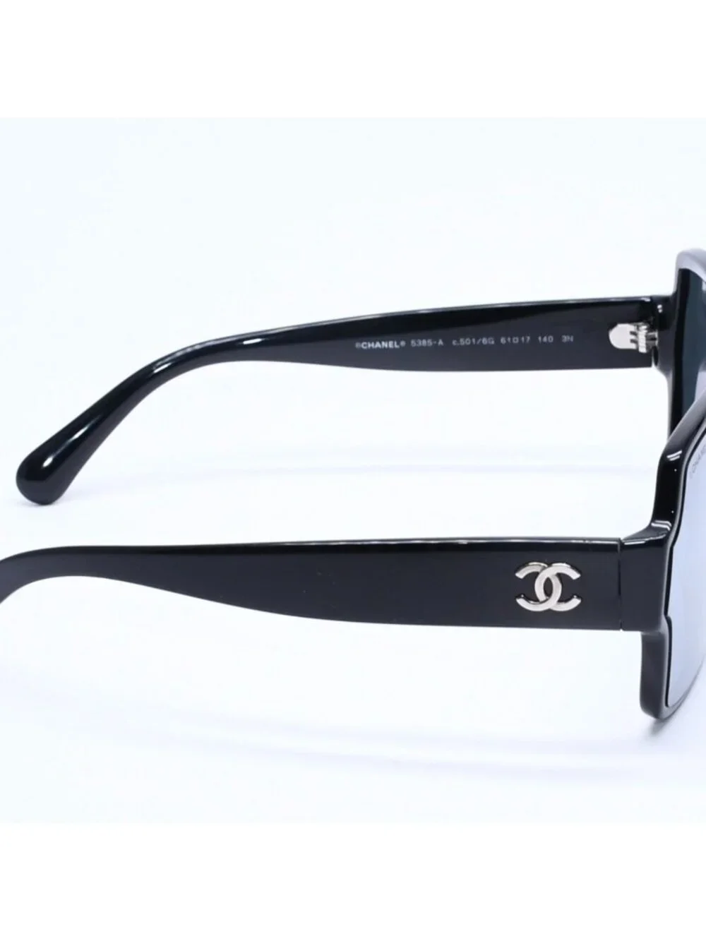 Chanel Square Shape Sunglasses Mirror Lens Black CC Logo Eyewear